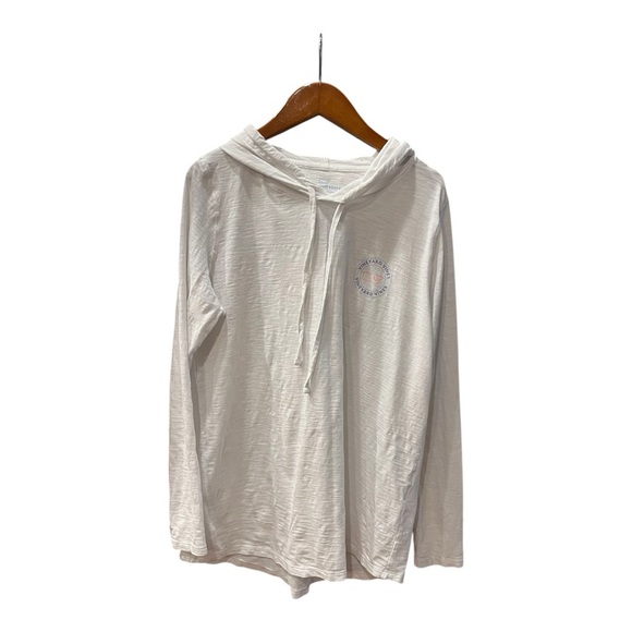 Tops - Vineyard Vines Women’s White Hooded Long Sleeve Logo Tee Size L